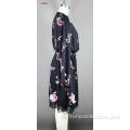 Ladies Chiffon-Blume druckte lange Kleider